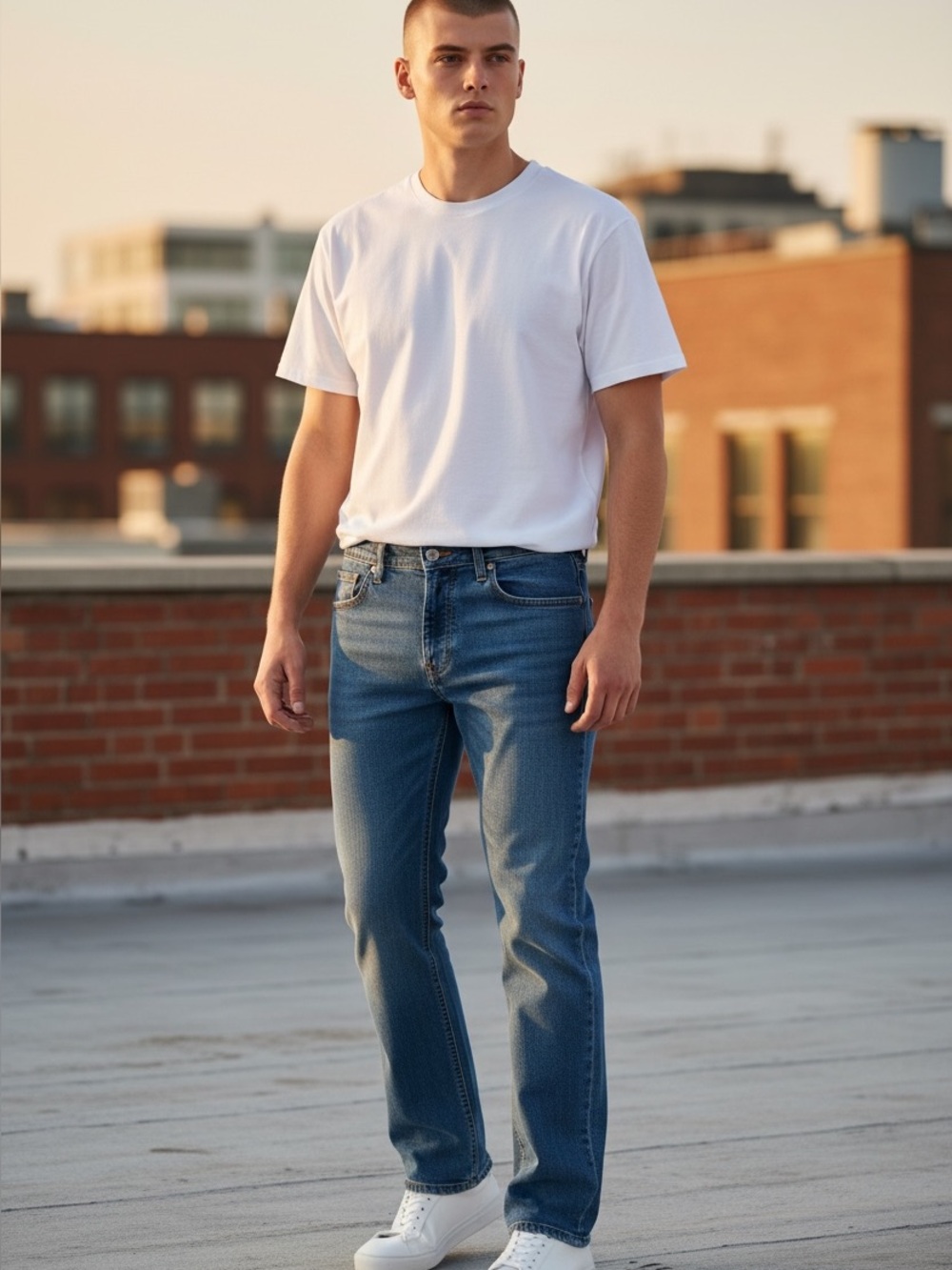 George Men's Straight Jeans in Medium Blue Wash